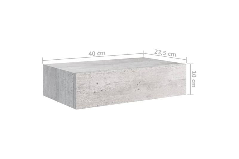 Vägglådor betonggrå 2 st 40x23,5x10 cm MDF - Betonggrå - Förvaringslåda