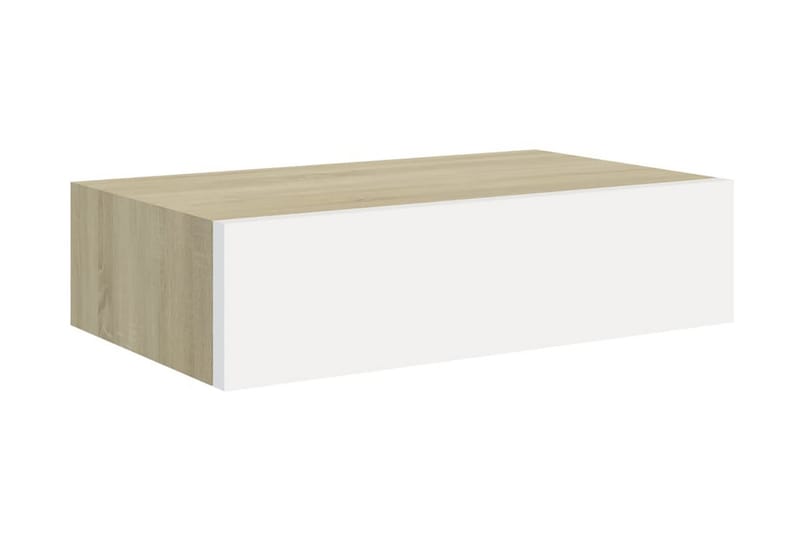 Vägglådor ek och vit 2 st 40x23,5x10 cm MDF - Beige/Vit - Förvaringslåda