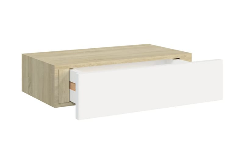 Vägglådor ek och vit 2 st 40x23,5x10 cm MDF - Beige/Vit - Förvaringslåda