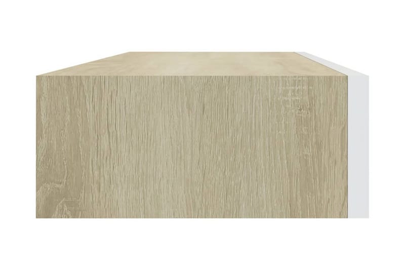 Vägglådor ek och vit 2 st 60x23,5x10 cm MDF - Vit/Trä - Förvaringslåda