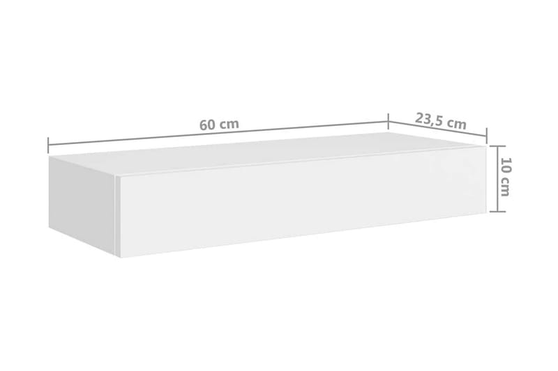 Väggmonterad låda 2 st vit 60x23,5x10 cm MDF - Vit - Förvaringslåda