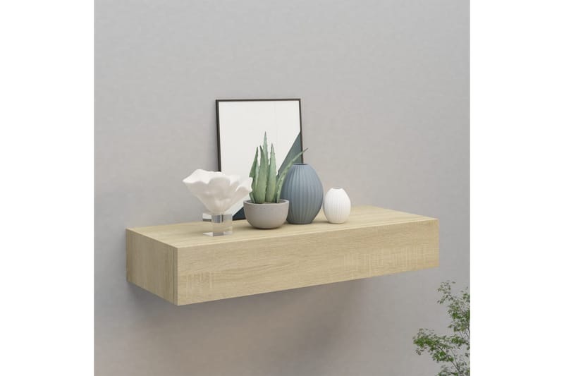 Väggmonterad låda ek 60x23,5x10 cm MDF - Brun - Förvaring - Småförvaring - Förvaringslåda