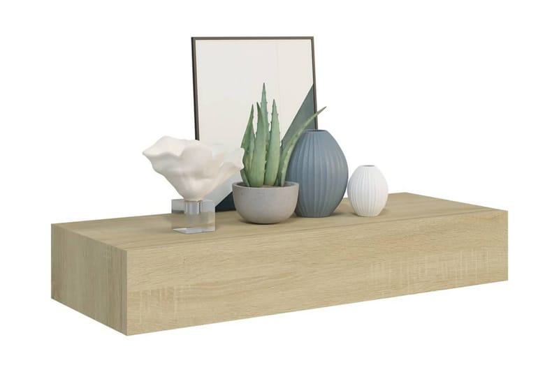 Väggmonterad låda ek 60x23,5x10 cm MDF - Brun - Förvaring - Småförvaring - Förvaringslåda