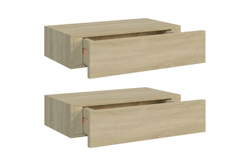 Väggmonterade lådor ek 2 st 40x23,5x10 cm MDF - Brun - Förvaringslåda