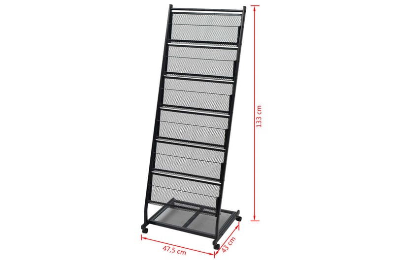 Tidningsställ 47,5x43x133 cm svart A4 - Svart - Broschyrställ