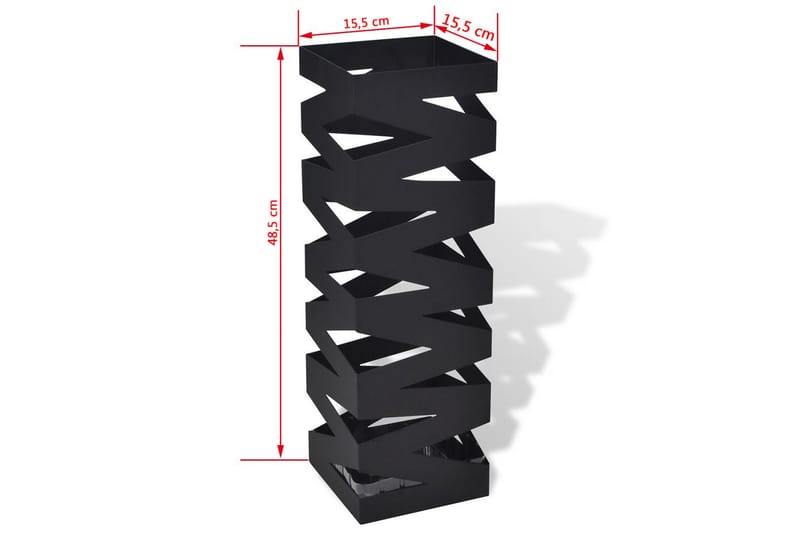 Paraplyställ 48,5 cm fyrkantig stål svart - Svart - Paraplyställ