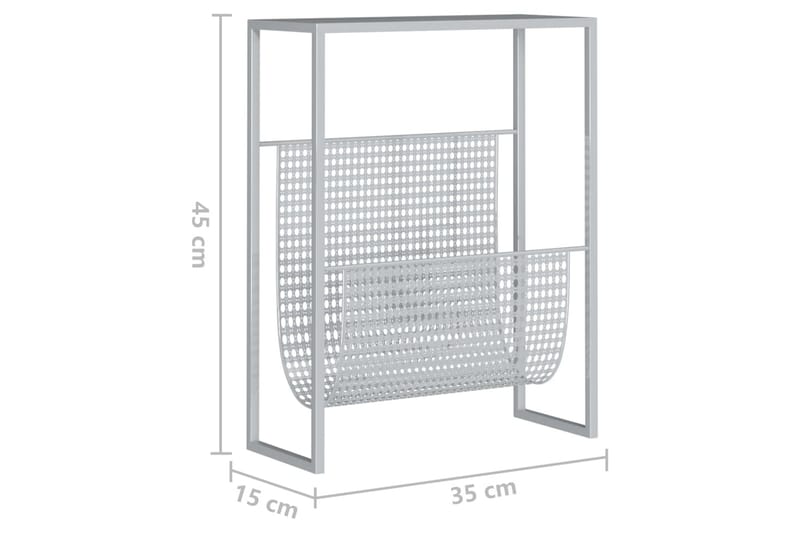 Tidningsställ silver 35x15x45 cm stål - Silver - Småförvaring - Tidningsställ