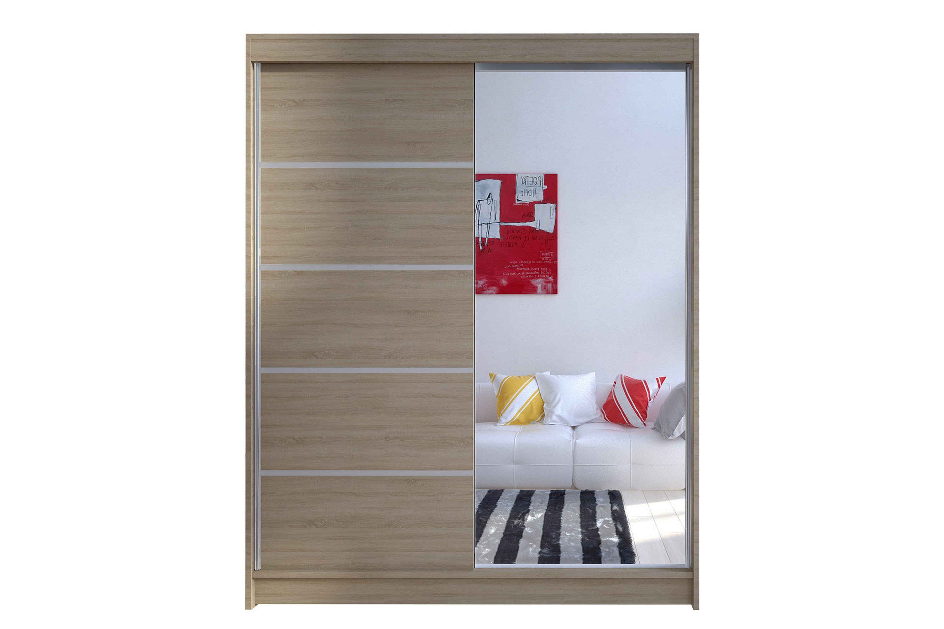 Pickering Garderob med Spegel 150x200 cm - Beige 5902928982855