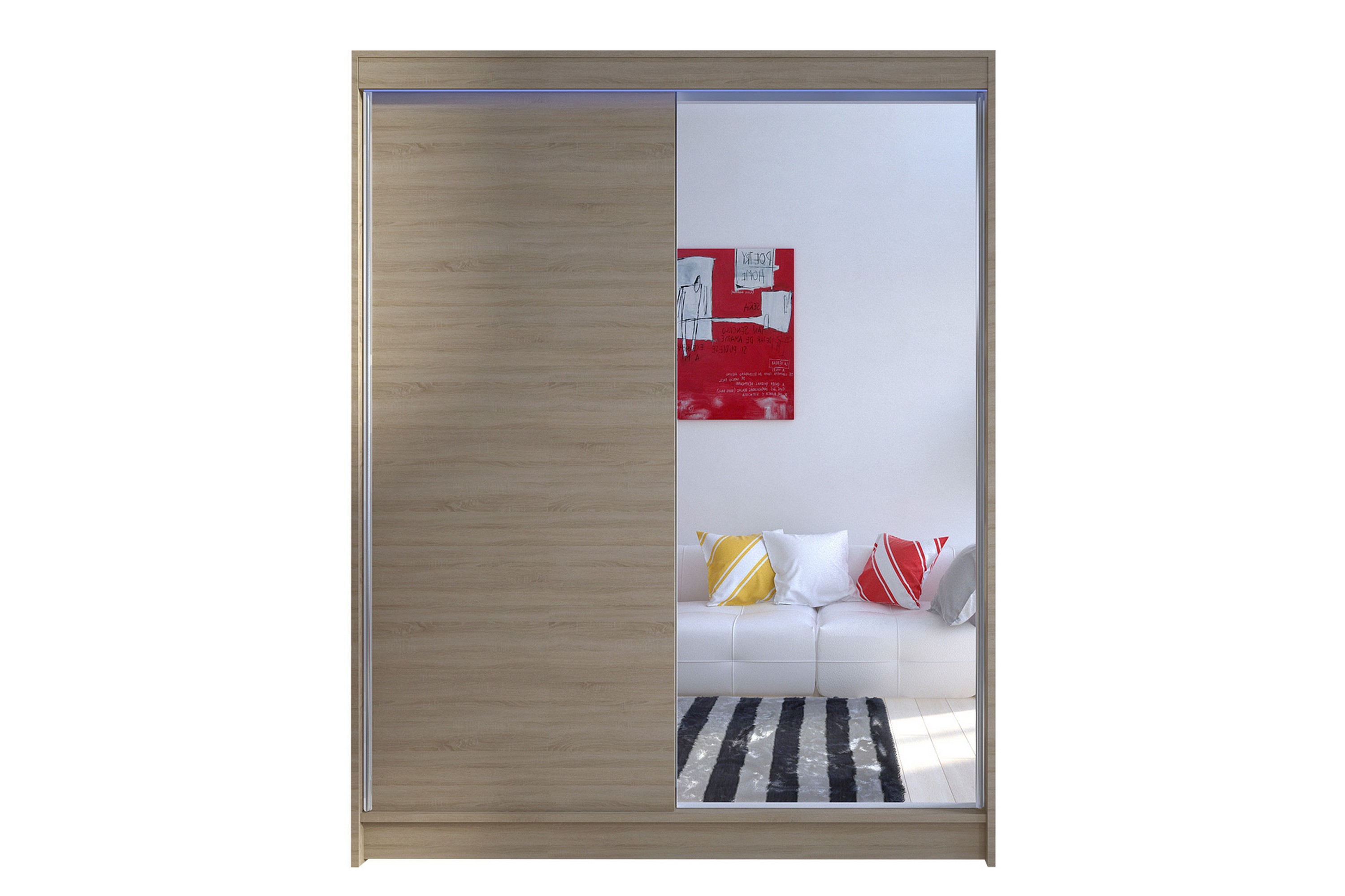 Pickering Garderob med Spegel 150x200 cm - Beige 5902928931846