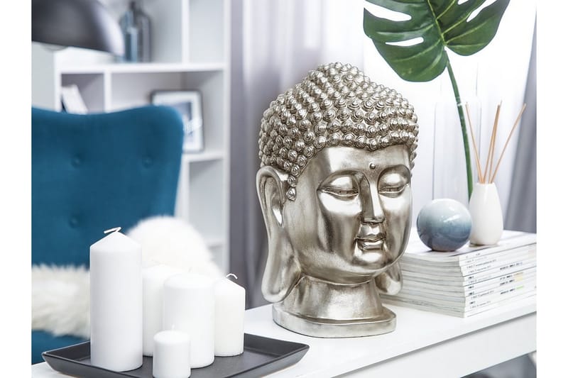 Buddha Figur 24|24|41 cm - Silver - Dekoration & inredningsdetaljer