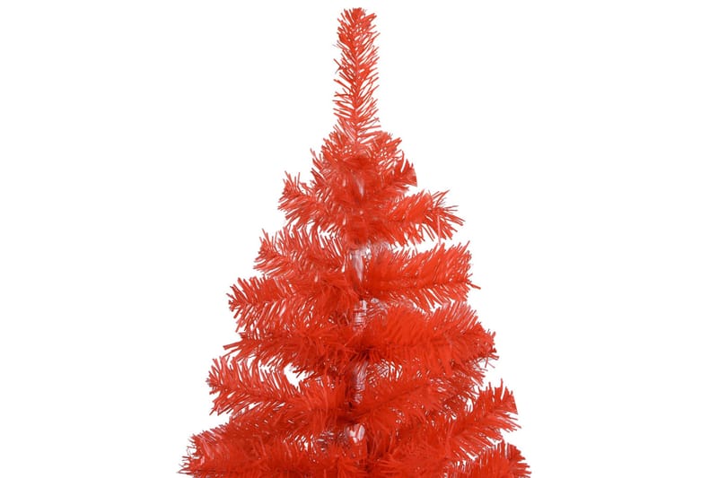 Plastgran med LED och julgranskulor röd 150 cm PVC - Plastgran