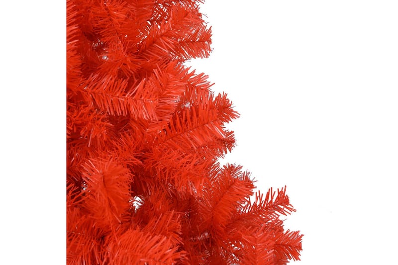 Plastgran med LED och julgranskulor röd 150 cm PVC - Plastgran