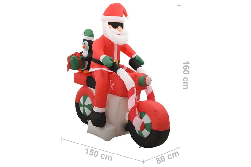 Uppblåsbar jultomte på motorcykel LED IP44 160 cm - Flerfärgad - Julpynt & juldekoration