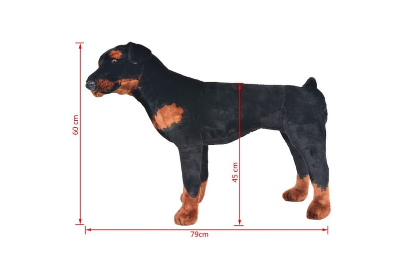 Stående leksakshund rottweiler plysch svart och brun XXL - Svart - Inredning - Inredning barnrum & leksaker - Leksaker - Mjukleksaker & gosedjur