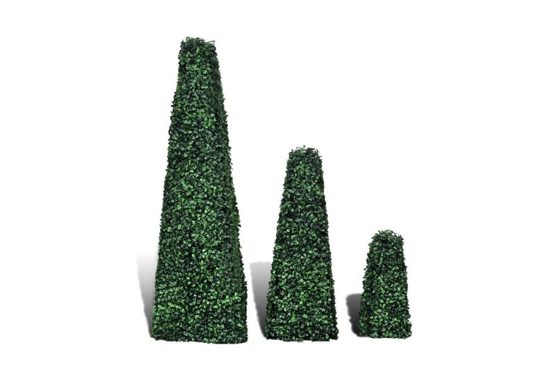 Buxbomträd pyramid 3 st - Grön - Balkongblommor - Konstgjorda växter & plastväxter