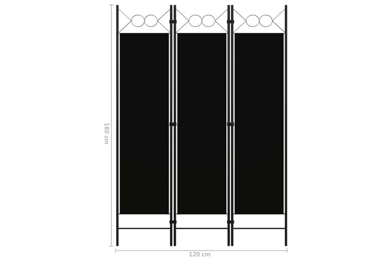 Rumsavdelare 3 paneler svart 120x180 cm - Svart - Inredning - Rumsavdelare - Skärmvägg