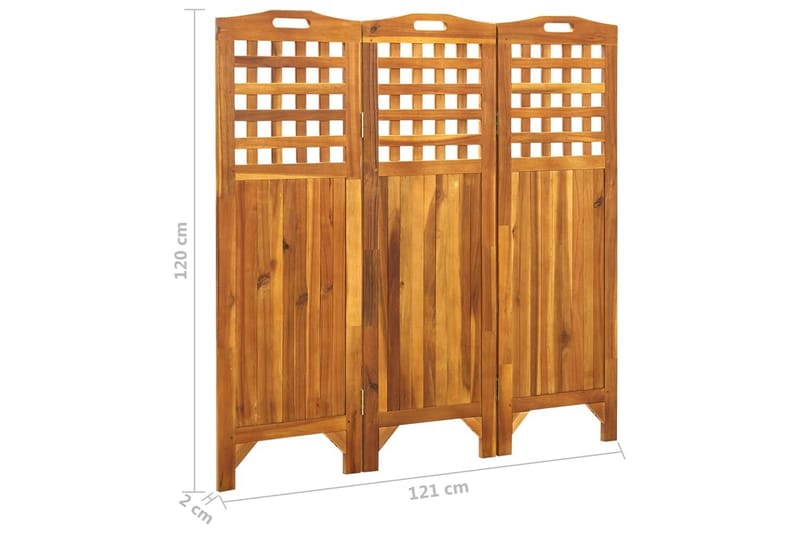 Rumsavdelare 3 paneler 121x2x120 cm massivt akaciaträ - Brun - Inredning - Rumsavdelare - Skärmvägg