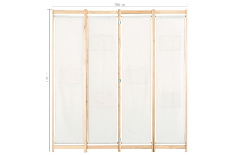 Rumsavdelare 4 paneler 160x170x4 cm gräddvit tyg - Gräddvit - Skärmvägg - Rumsavdelare