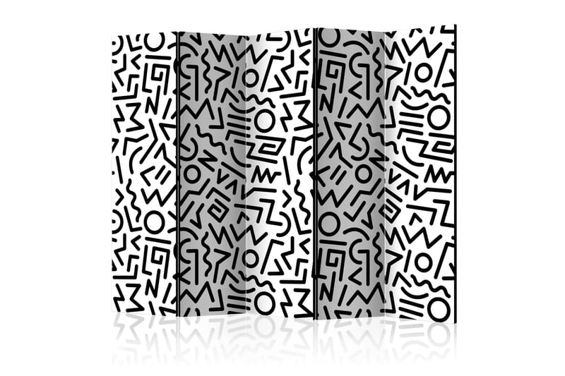 Rumsavdelare Black and White Maze II 225x172 cm - Artgeist sp. z o. o. - Vikskärm - Rumsavdelare