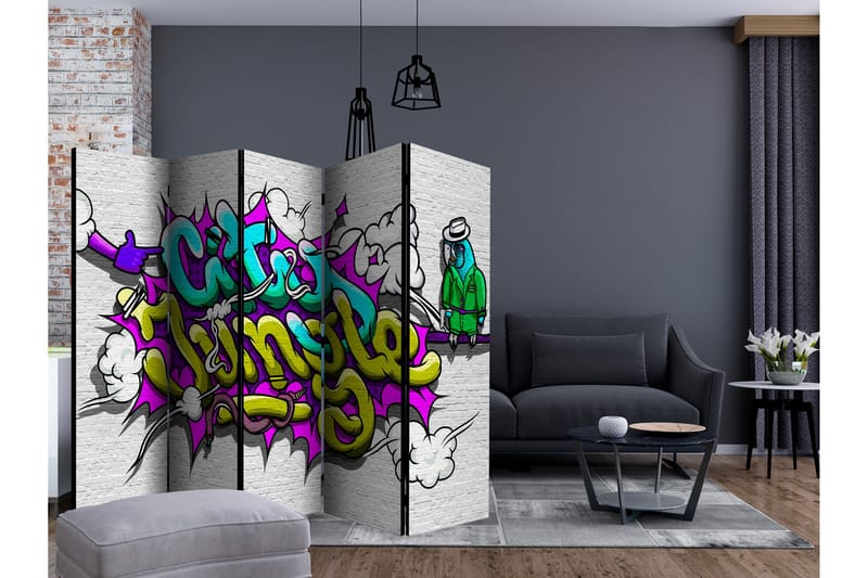 Rumsavdelare - City Jungle - graffiti II 225x172 - Artgeist sp. z o. o. - Vikskärm - Rumsavdelare