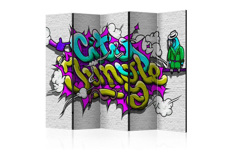 Rumsavdelare - City Jungle - graffiti II 225x172 - Artgeist sp. z o. o. - Vikskärm - Rumsavdelare