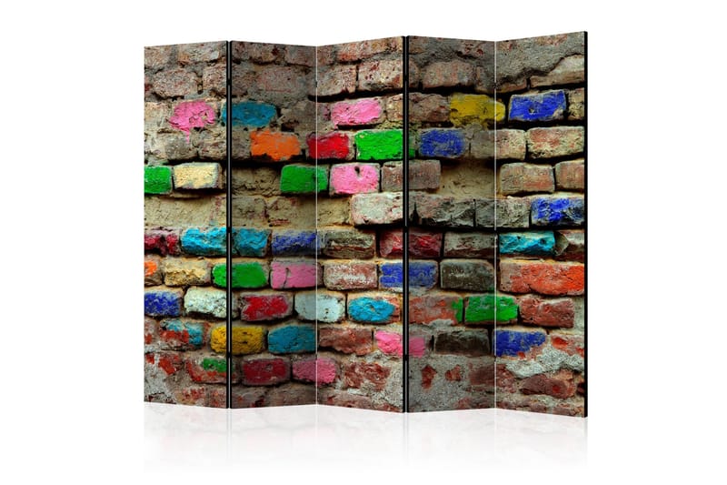 Rumsavdelare - Colourful Bricks II 225x172 - Artgeist sp. z o. o. - Vikskärm - Rumsavdelare