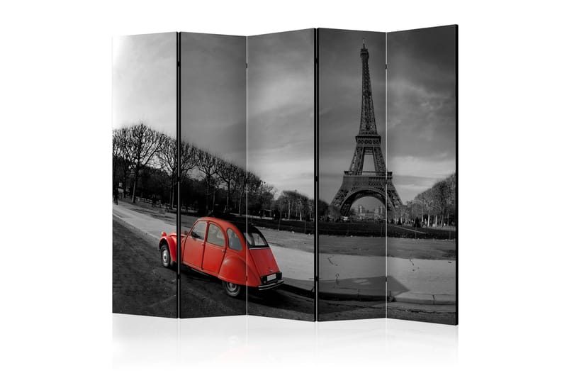 Rumsavdelare - Eiffel Tower and red car II 225x172 - Artgeist sp. z o. o. - Vikskärm - Rumsavdelare
