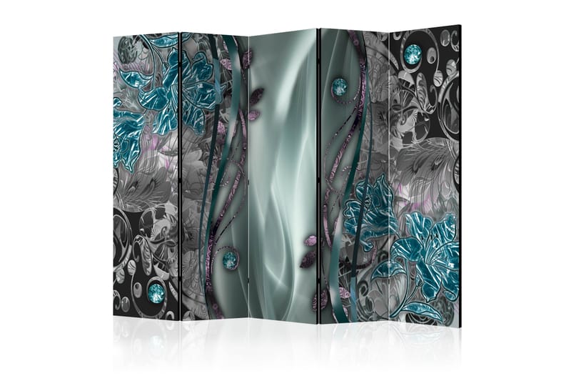 Rumsavdelare - Floral Curtain (Turquoise) II 225x172 - Artgeist sp. z o. o. - Vikskärm - Rumsavdelare