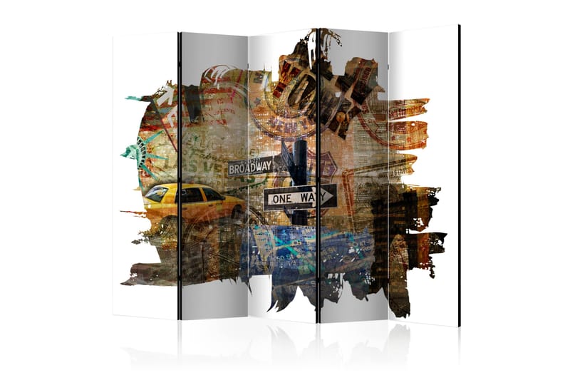 Rumsavdelare New York Collage II 225x172 cm - Artgeist sp. z o. o. - Vikskärm - Rumsavdelare