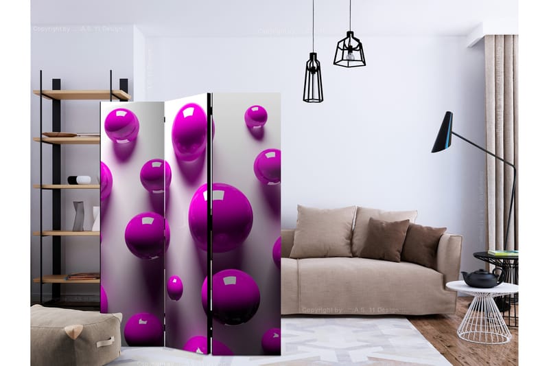Rumsavdelare - Purple Balls 135x172 - Artgeist sp. z o. o. - Vikskärm - Rumsavdelare