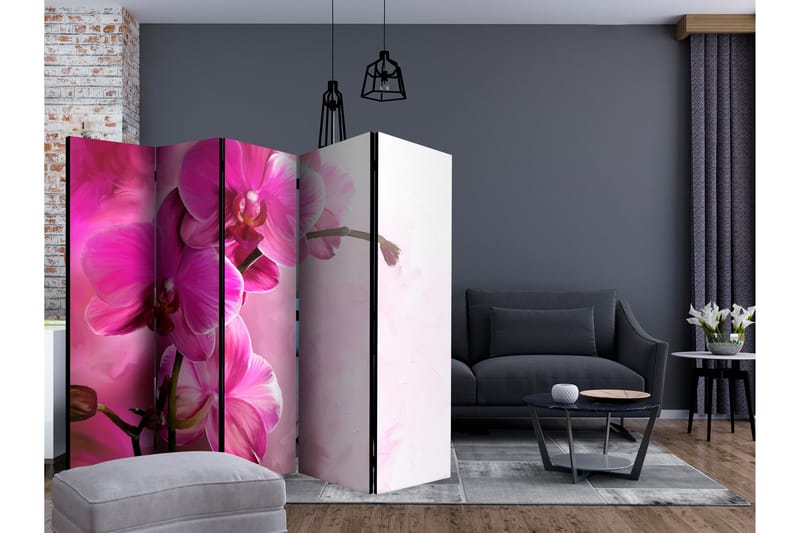 Rumsavdelare - Pink Orchid II 225x172 - Artgeist sp. z o. o. - Vikskärm - Rumsavdelare