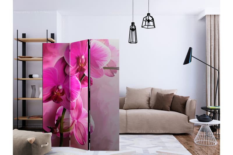 Rumsavdelare - Pink Orchid 135x172 - Artgeist sp. z o. o. - Vikskärm - Rumsavdelare