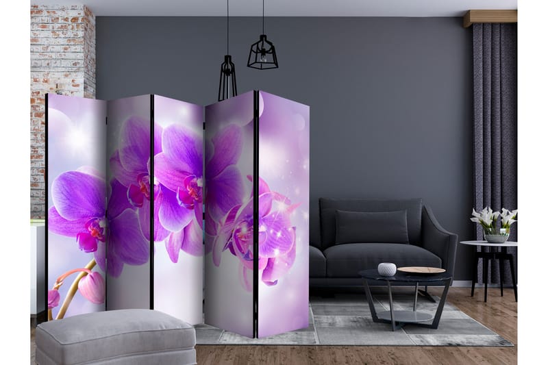 Rumsavdelare - Purple Orchids II 225x172 - Artgeist sp. z o. o. - Vikskärm - Rumsavdelare