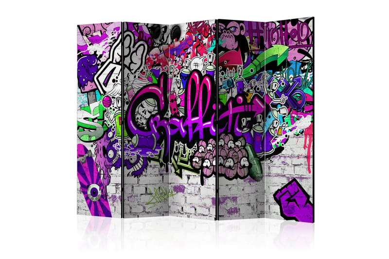 Rumsavdelare Purple Graffiti 225x172 - Artgeist sp. z o. o. - Vikskärm - Rumsavdelare