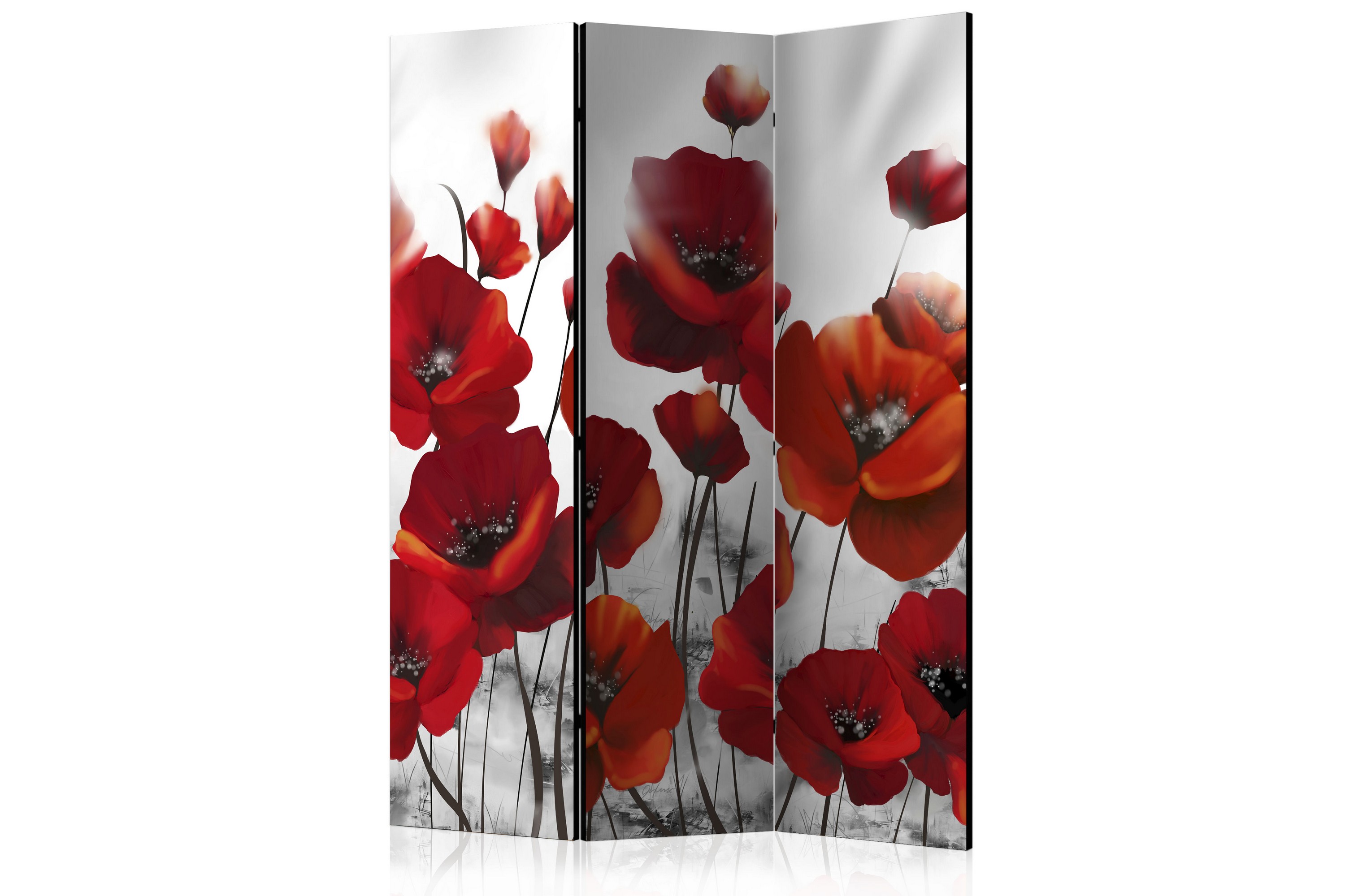 REA/Black Friday Rumsavdelare Poppies In The Moonlight 135x172 - Artgeist sp. z o. Vit,Röd Tyg