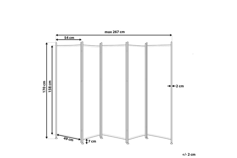 Skärmvägg 5 paneler 270 x 170 cm vit NARNI - Vit - Inredning - Rumsavdelare - Skärmvägg