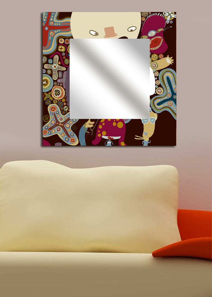 Armavir Dekorspegel 50x50 cm Abstract - Plexiglas/Flerfärgad - Väggspegel - Hallspegel