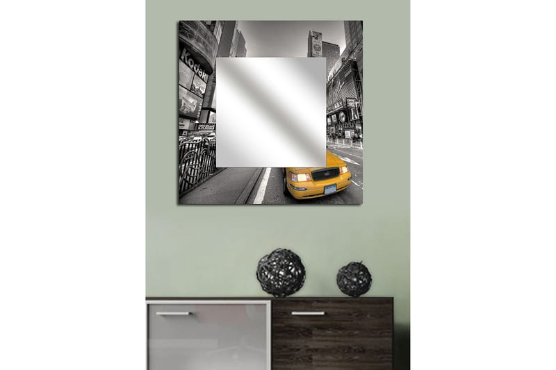 Armavir Dekorspegel 50x50 cm City New York - Plexiglas/Flerfärgad - Spegel med belysning - Väggspegel - Helkroppsspegel - Spegel med hylla - Hallspegel