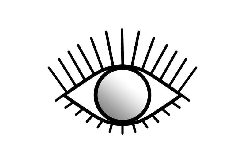Costeci Spegel Öga - Svart - Spegel med belysning - Väggspegel - Helkroppsspegel - Spegel med hylla - Hallspegel