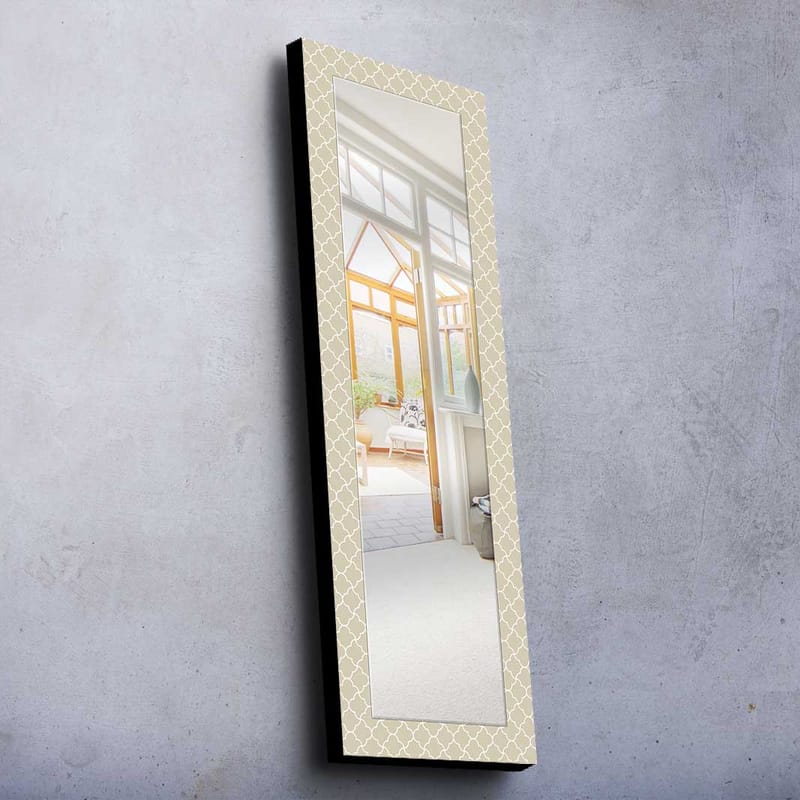 Dekorspegel 40x120 cm - Beige/Vit - Väggspegel - Hallspegel