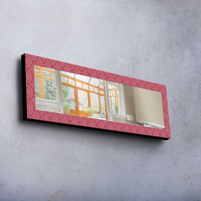 Dekorspegel 40x120 cm - Röd - Väggspegel - Hallspegel