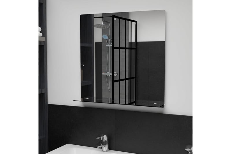 Väggspegel med hylla 60x60 cm härdat glas - Silver - Väggspegel - Hallspegel