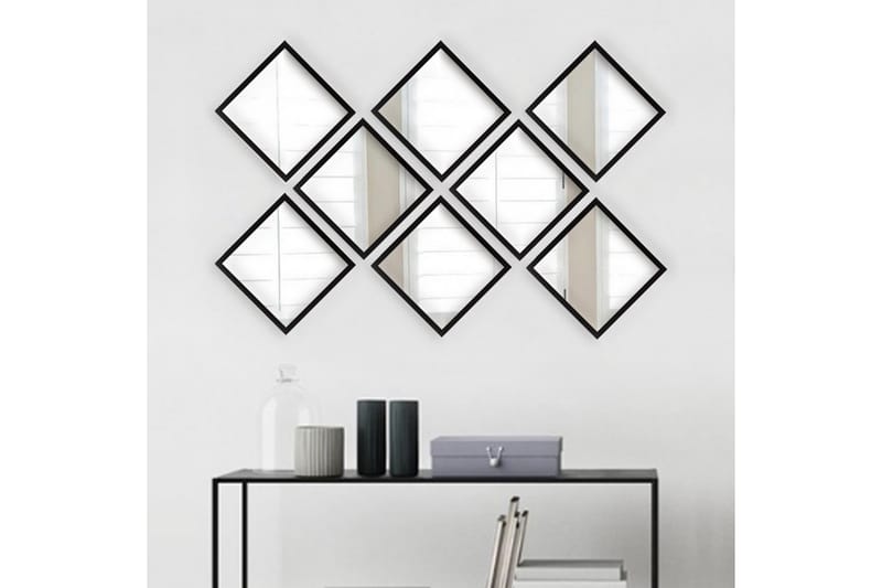 Sarata Spegel - Silver/Svart - Spegel med belysning - Väggspegel - Helkroppsspegel - Spegel med hylla - Hallspegel