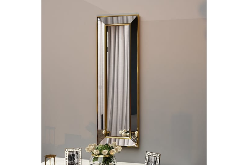 Selenel Spegel 90 cm Rund - Guld - Spegel med belysning - Väggspegel - Helkroppsspegel - Spegel med hylla - Hallspegel