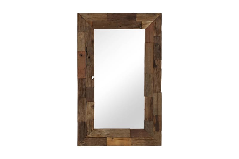 Spegel massivt återvunnet trä 50x80 cm - Brun - Väggspegel - Hallspegel