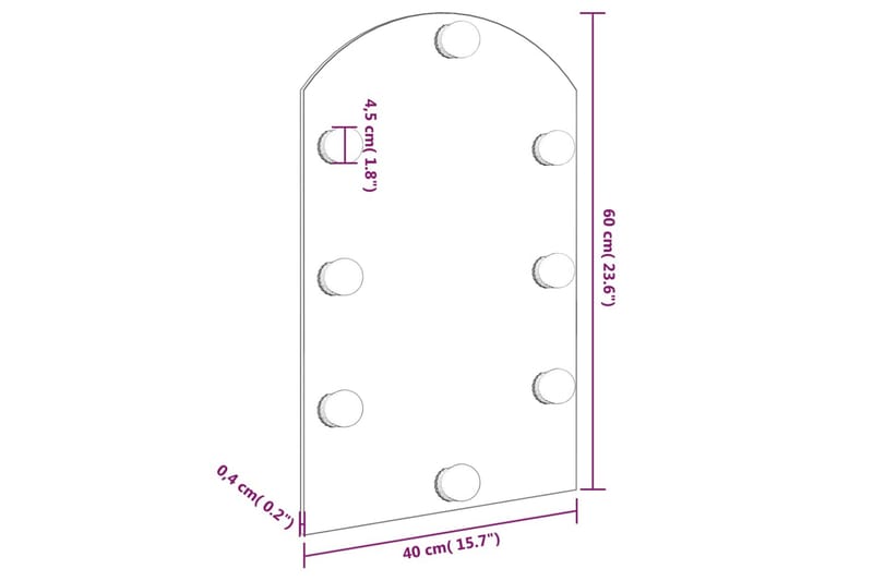 Spegel med LED-lampor 60x40 cm glas valvformad - Silver - Inredning - Speglar - Väggspegel