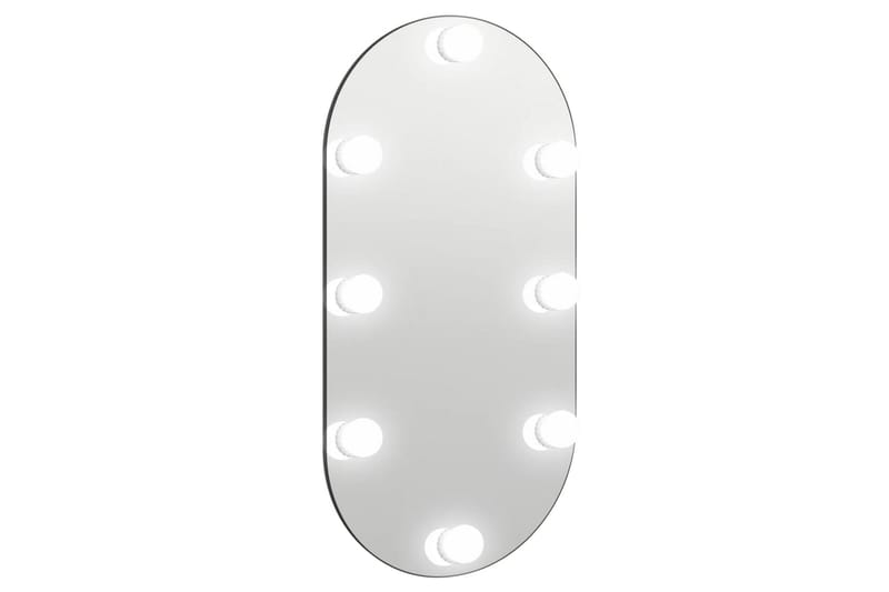 Spegel med LED-lampor 80x40 cm glas oval - Silver - Väggspegel - Hallspegel