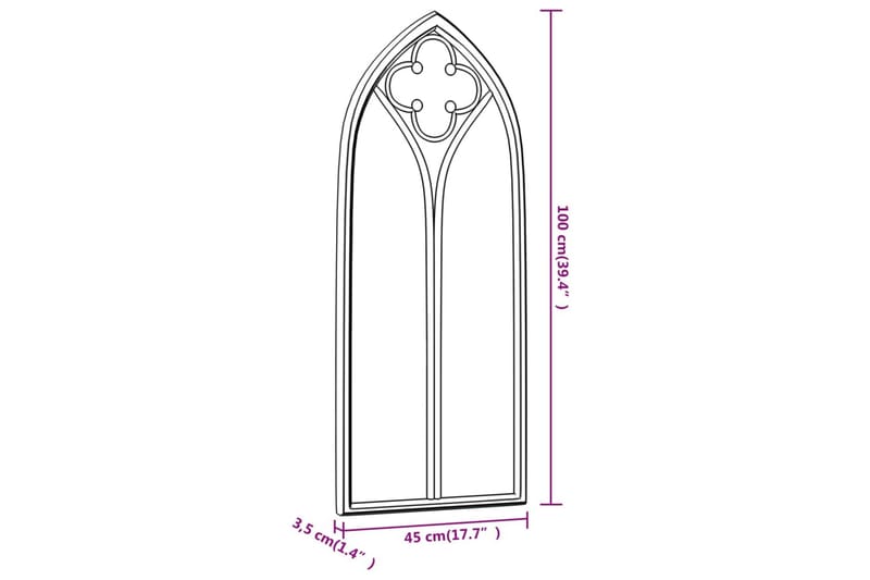 Trädgårdsspegel svart 100x45 cm järn för utomhusbruk - Svart - Väggspegel - Hallspegel