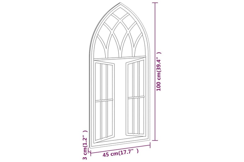 Trädgårdsspegel svart 100x45 cm järn för utomhusbruk - Svart - Inredning - Speglar - Väggspegel