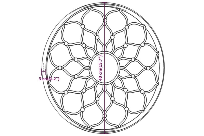 Trädgårdsspegel svart 40x3 cm rund järn för utomhusbruk - Svart - Inredning - Speglar - Väggspegel